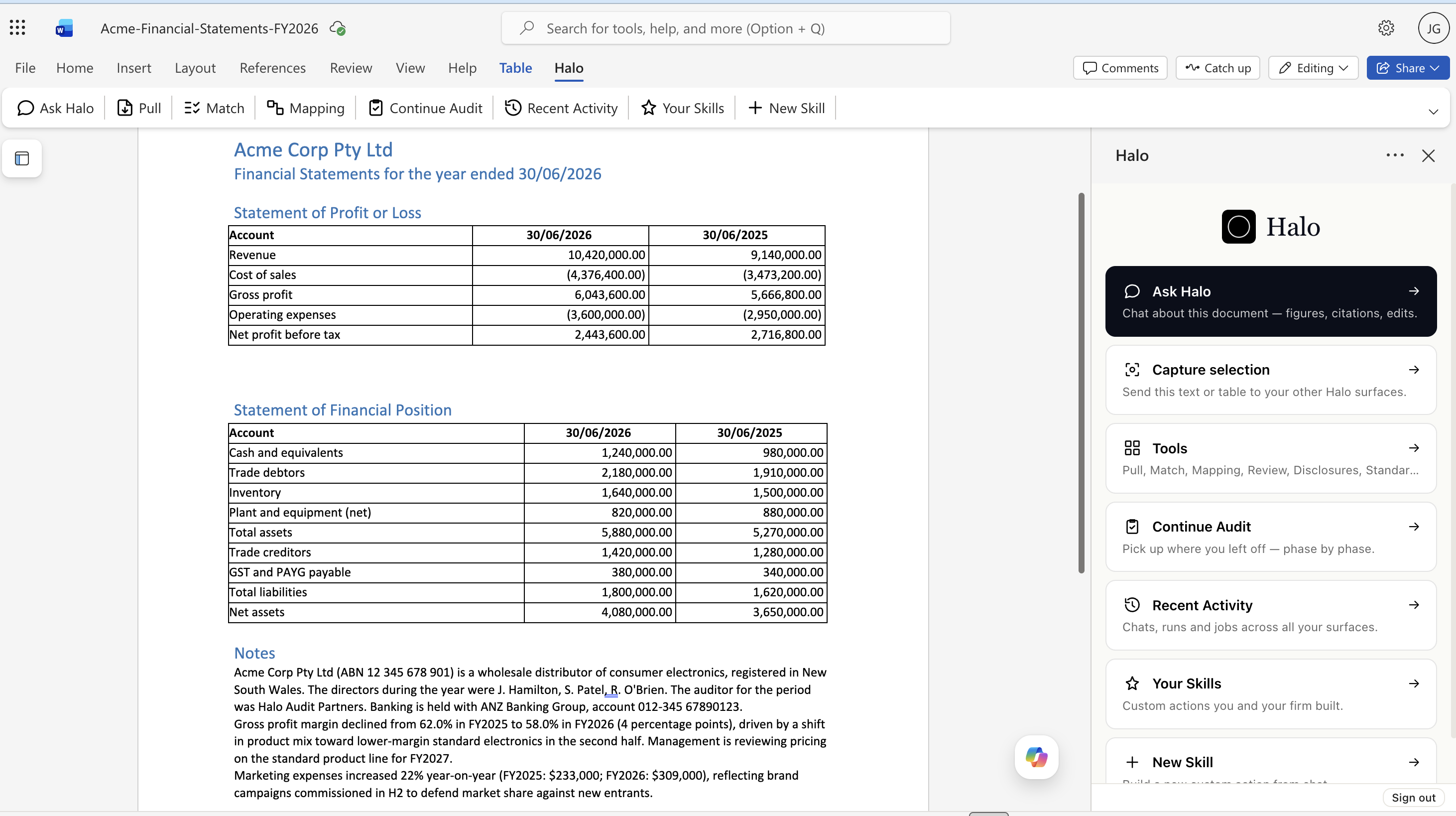 Halo ribbon and panel inside Microsoft Word
